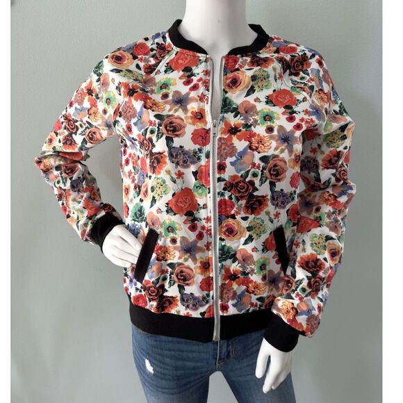 Xhilaration Girls Satin Floral Bomber Jacket size XL 14/16 - Picture 1 of 8